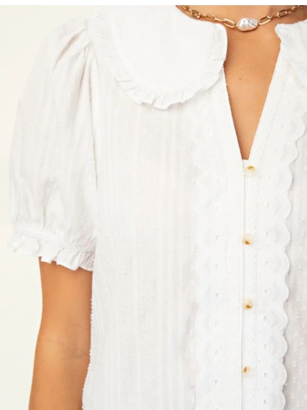 Gigio White Peter Pan Collar Blouse - Picture 5 of 6